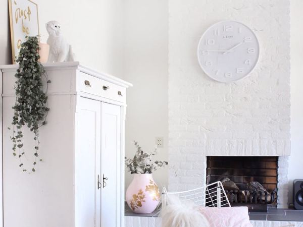 White Big Wood Wall Clock on the wall