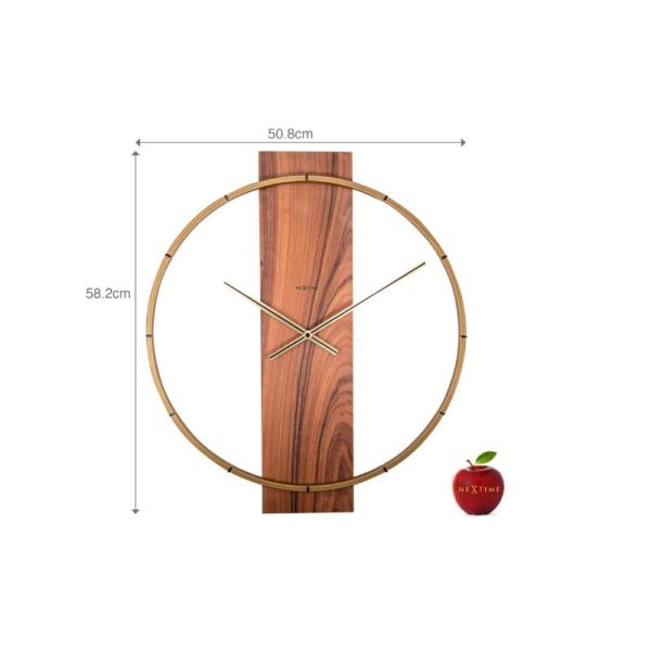 Large Brown Wood & Steel 'Carl' Wall Clock - Image 2