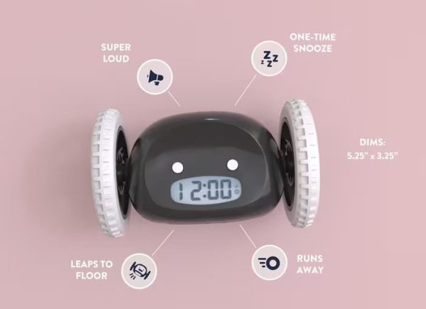 Small Black 'Clocky' Alarm Clock - Image 2