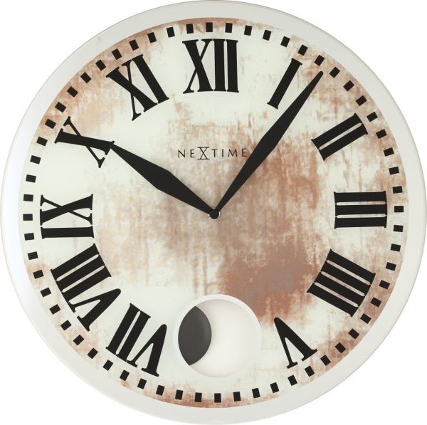 Romana is an unusual wall clock with a pendulum, it has chunky black roman mumerals which add a modern twist