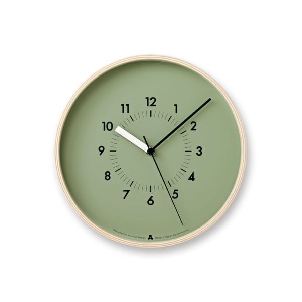Sage green in a plywood frame, with small and simple black numbers