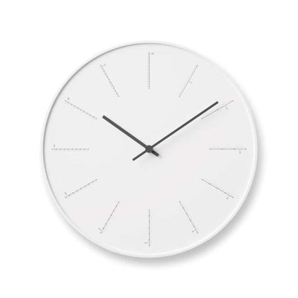 White with black detail, the hour markers divided to show the passing of time throughout the day