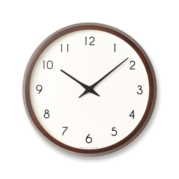 A brown beech frame surrounds a crisp and clear frame to give this wall clock a look of simple clarity