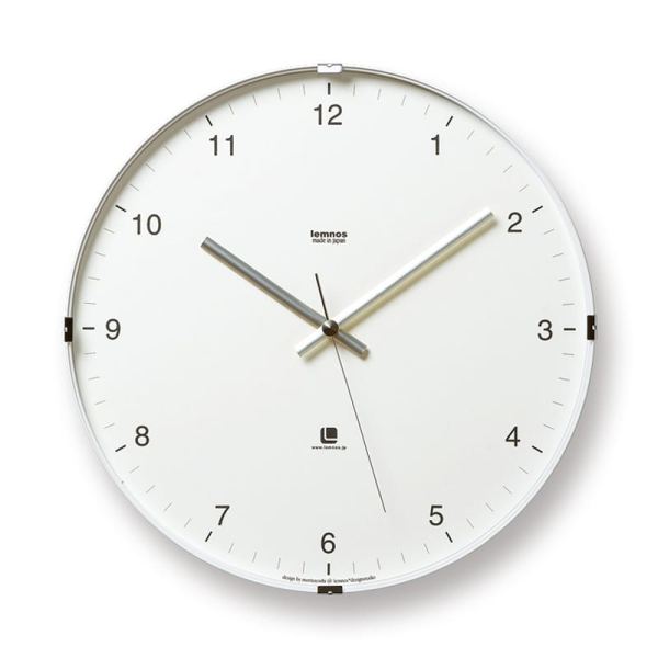 simple and small numbers set in a white face with silver coloured hands and frame