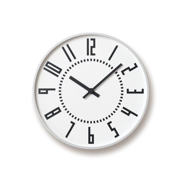 white finished aluminium and clear black detail, a very beautiful and precise clock