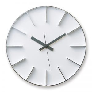 white face, with polished aluminium hour markers and contrasting black hands