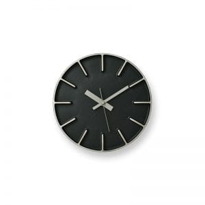black finished aluminium with highly polished hour markers and aluminium hands