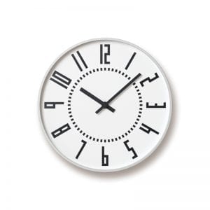 white finished aluminium and clear black detail, a very beautiful and precise clock