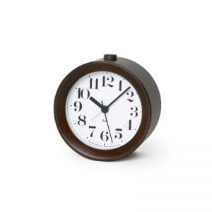 Riki in brown, clear white face with chunky black numbers makes this clock easy to read