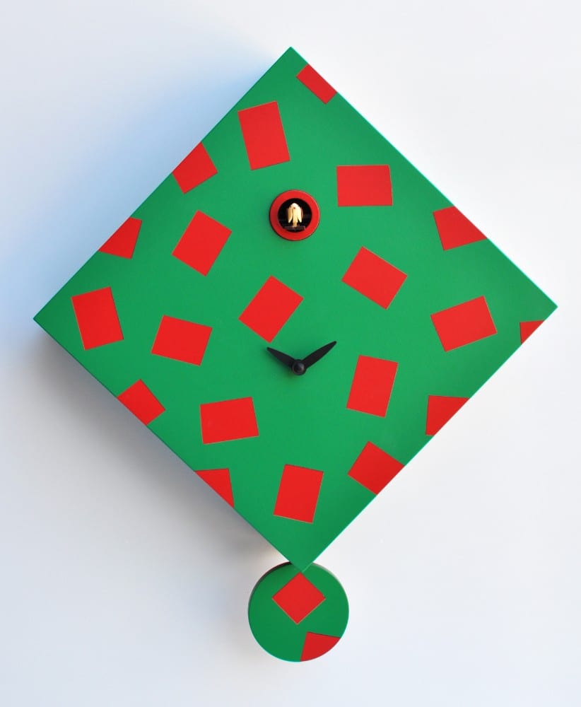 Medium Green & Red 'Cuku Square' Cuckoo Clock