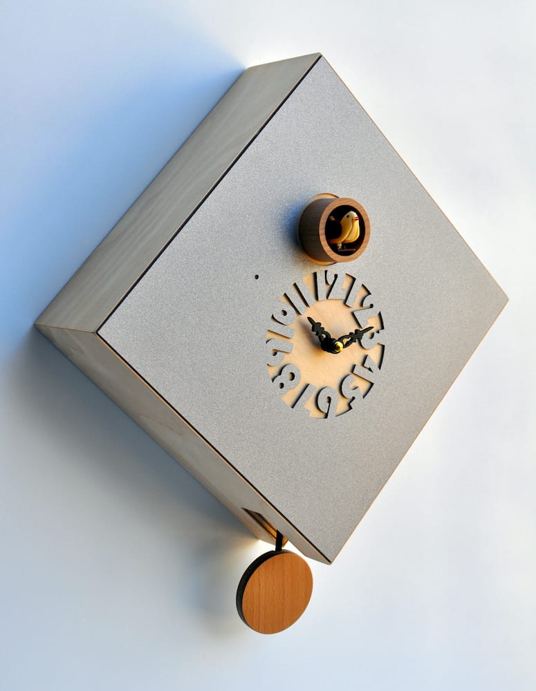 Medium Silver Grey 'Cuku Modern' Cuckoo Clock - Image 3