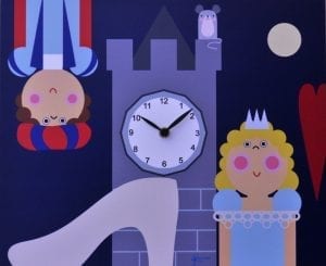 The story of cinderella depicted on a clock