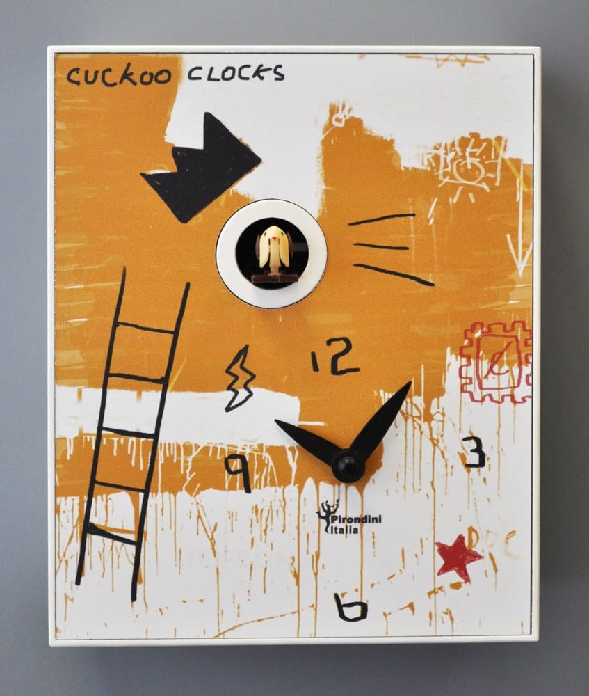 yellow and white design by Domenico Cimino in the style of Basquiat