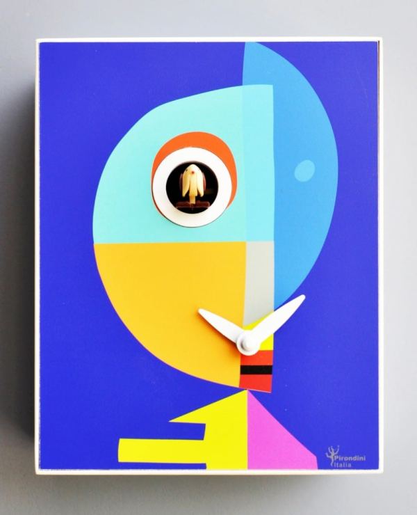 Klee inspired this blue and multicoloured cuckoo clock, which has a very quirky style