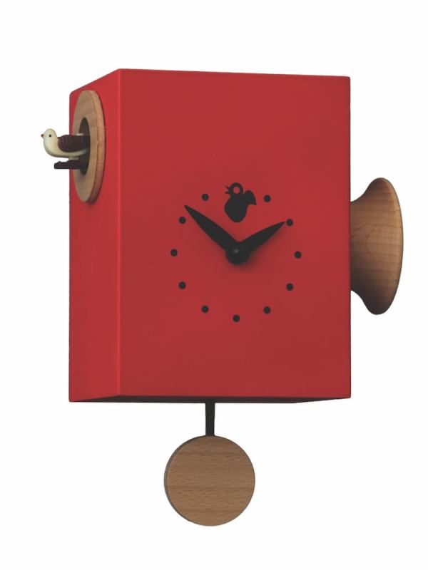 Red trompetto clock with cuckoo