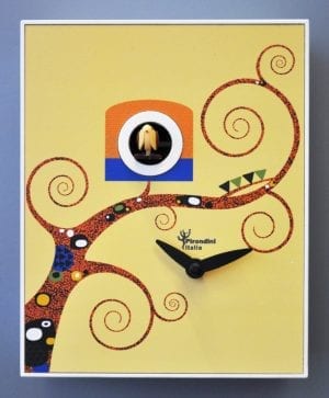 Gustav Klimt was the inspiration behind this cuckoo clock designed by Lorenzo Guerra