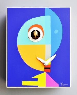 Klee inspired this blue and multicoloured cuckoo clock, which has a very quirky style