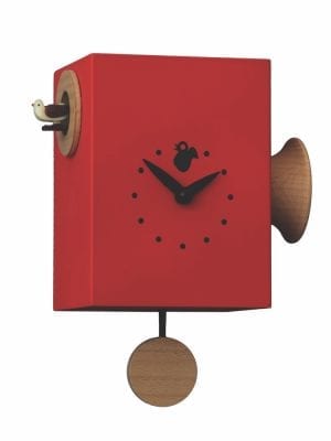 Red trompetto clock with cuckoo