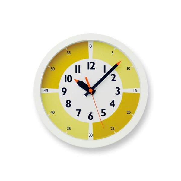 Fun Pun children's wall clock in yellow