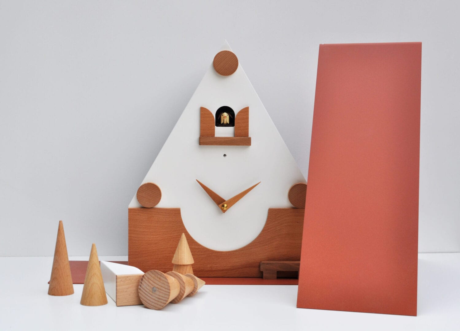 View of pescegallo cuckoo clock showing repositional elements