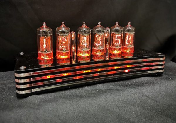 humbug nixie clock with orange lights