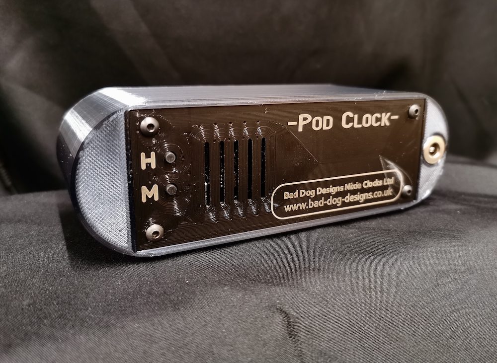 Rear of chrome POD nixie clock