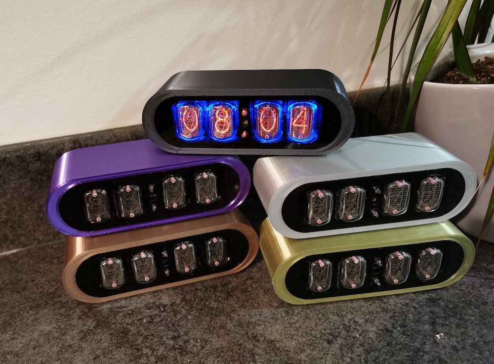 POD clocks showing various colourways