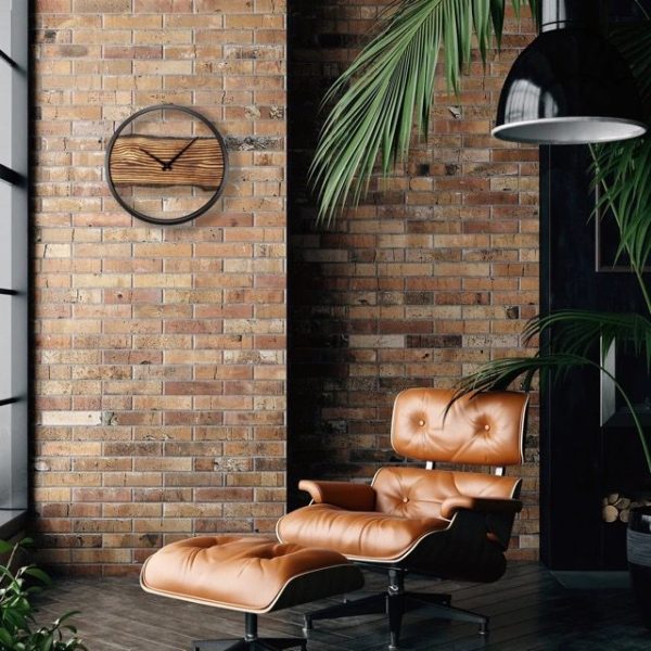 Large Black and Wood 'Forest Large' Wall Clock - Image 2