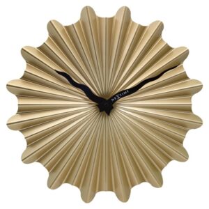 Gold 'Sunny' wall clock in shaped metal with wavy hands