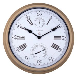 Hyacinth Weatherstation Clock in sand with white face
