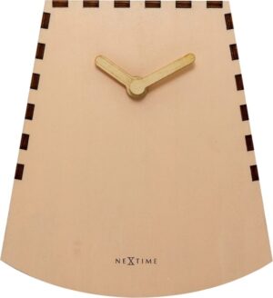 Salmon coloured Rocky desk clock with wooden hands