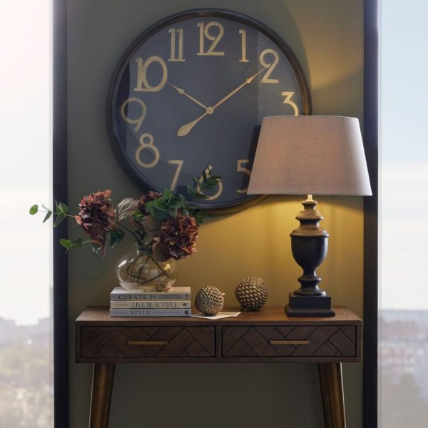 Extra Large Black and Brass 'Bolton' Wall Clock - Image 2