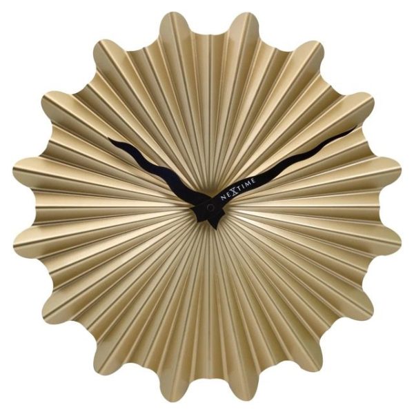 Gold 'Sunny' wall clock in shaped metal with wavy hands