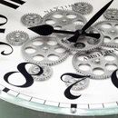 Large White Metal 'Henry' Moving Gear Wall Clock - Image 2