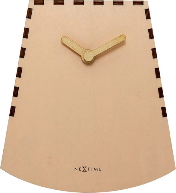Salmon coloured Rocky desk clock with wooden hands