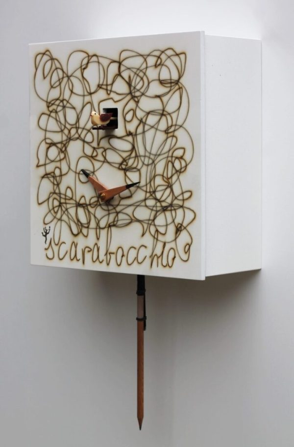 Small White 'Scarabocchio' Cuckoo Clock