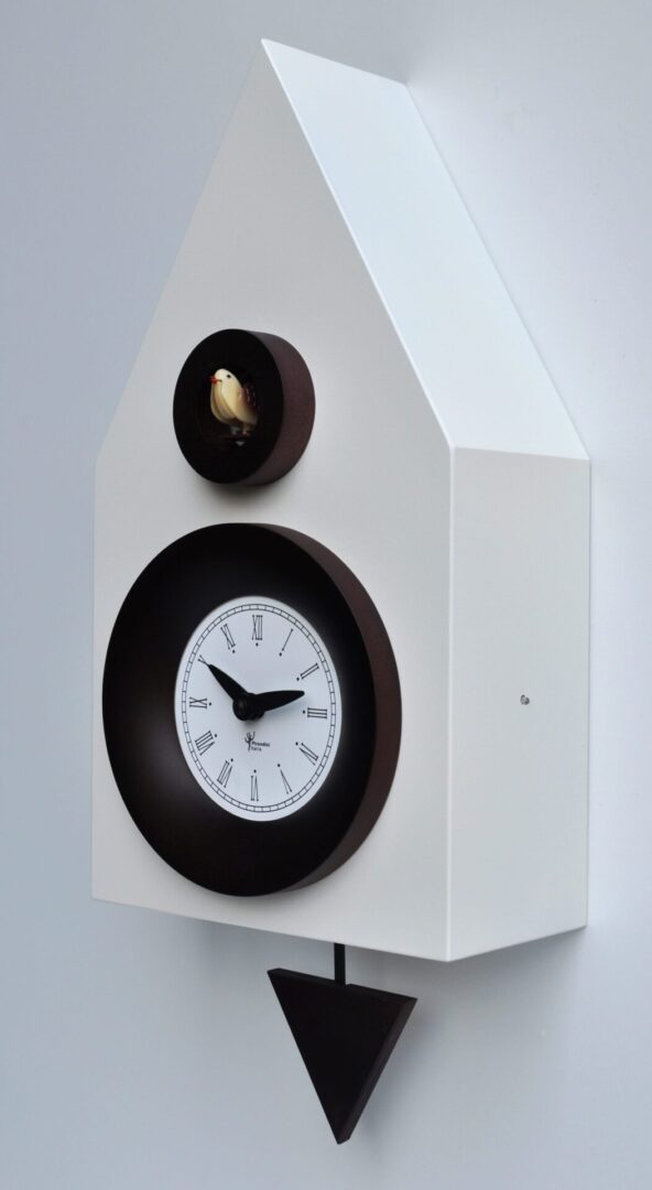 Cement grey cuckoo clock with black detail