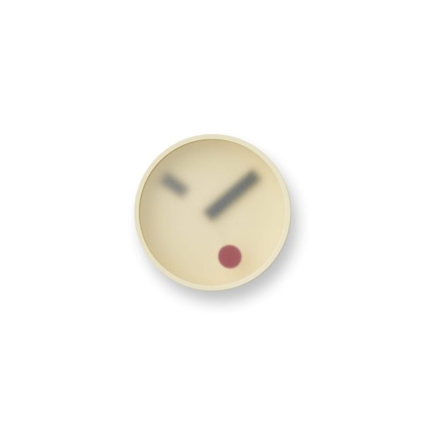 Kehai wall clock in yellow, showing red dot for second hand