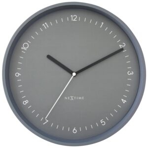 Berlin Wall Clock in Grey, with small numbers around the clockface in white and black hands