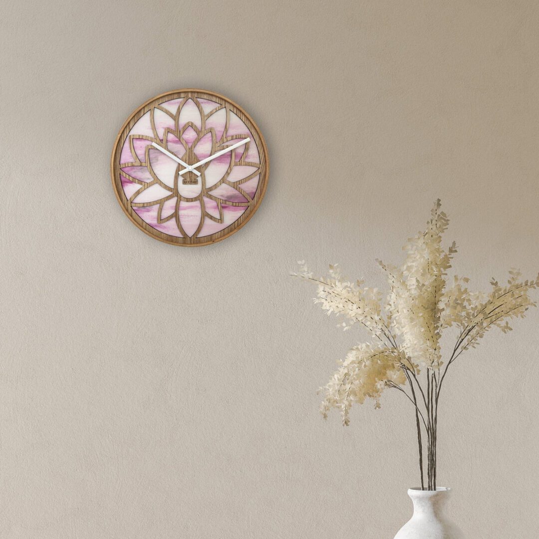 Large Wood 'Lotus' Wall Clock - Image 2