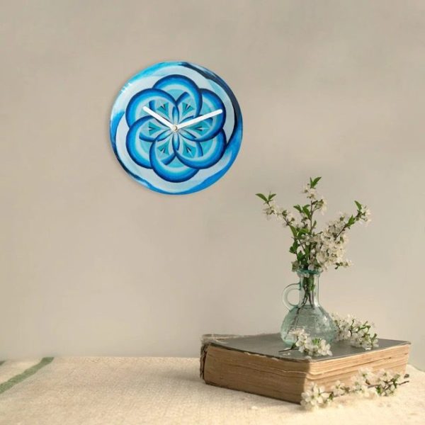 Small Blue Glass 'Cosmo' Wall or Table Clock - Image 2