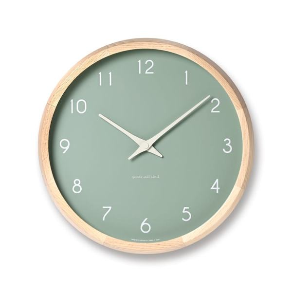 Green Campagne Couleur wall clock with beech frame