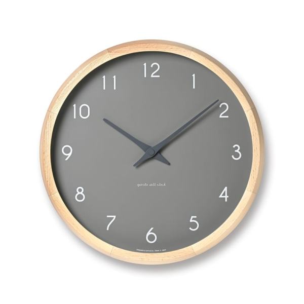 Campagne Couleur wall clock with a grey face within a natural coloured beech frame