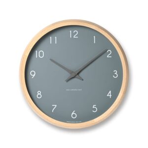 Blue Campagne Couleur Wall Clock with an oiled beech frame and coloured face, white numbers and black hands