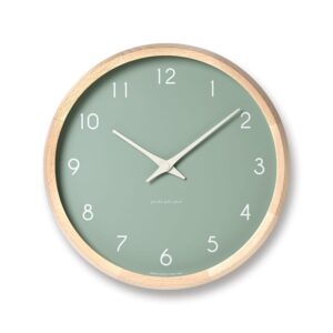Green Campagne Couleur wall clock with beech frame