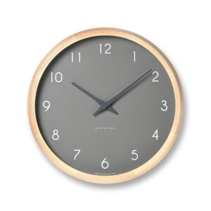 Campagne Couleur wall clock with a grey face within a natural coloured beech frame