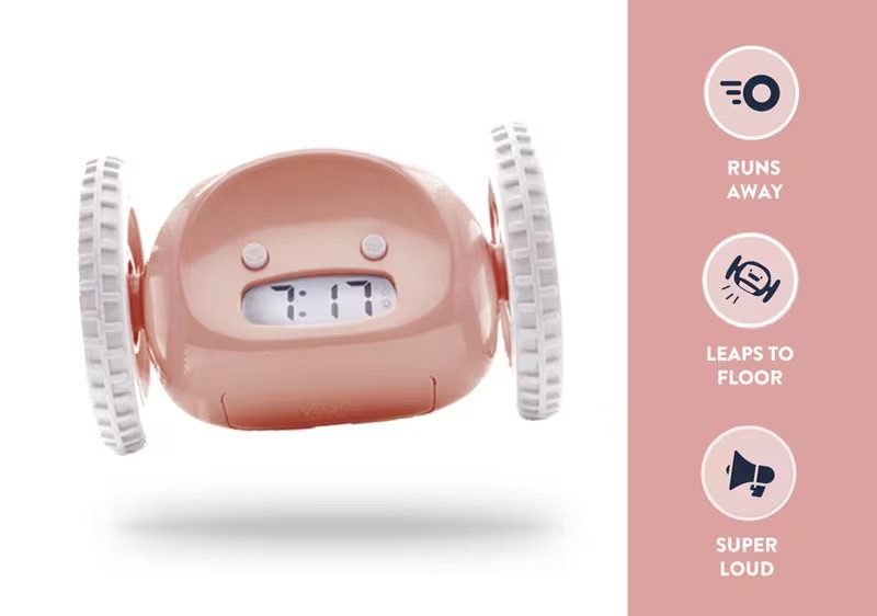 Small Pink 'Clocky' Alarm Clock - Image 2