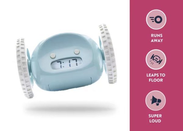Small Blue 'Clocky' Alarm Clock - Image 2