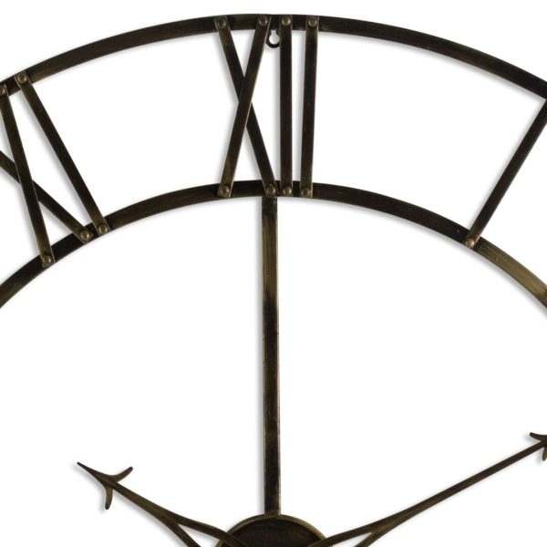 Extra Large Antique Brass Coloured Metal 'Ruston' Wall Clock - Image 2