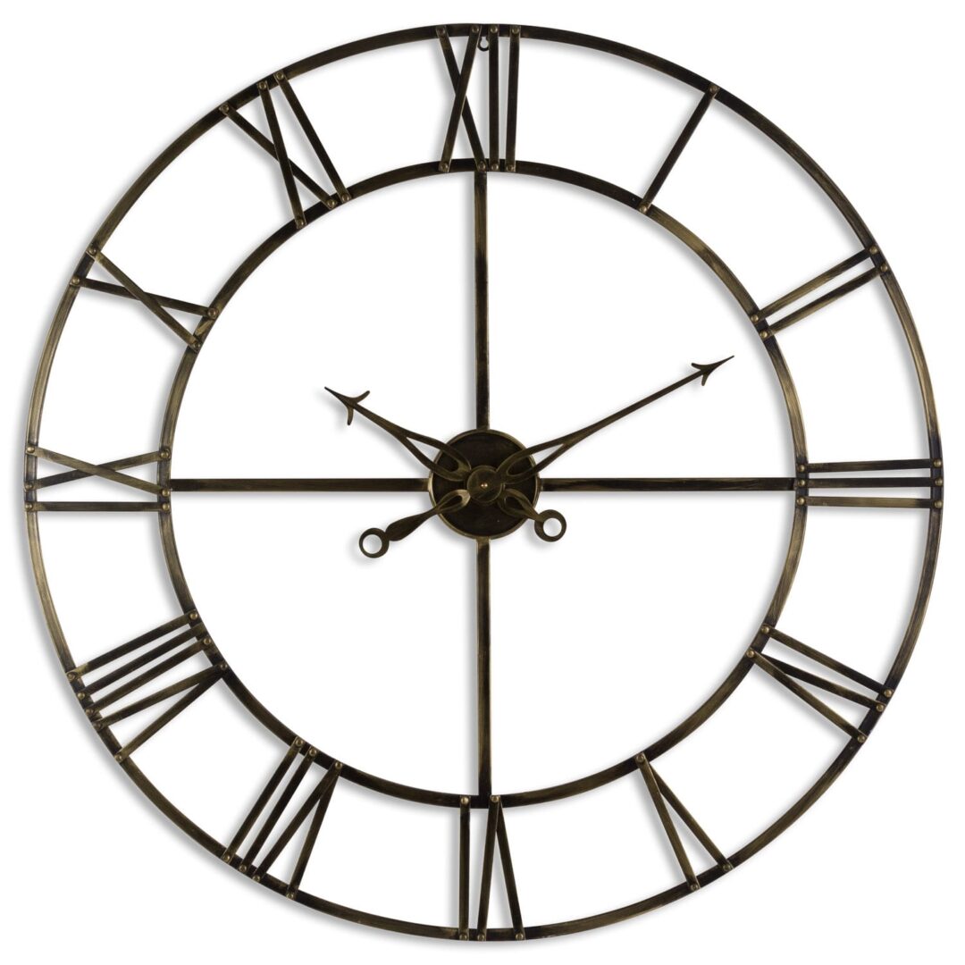 Extra Large Antique Brass Coloured Metal 'Ruston' Wall Clock